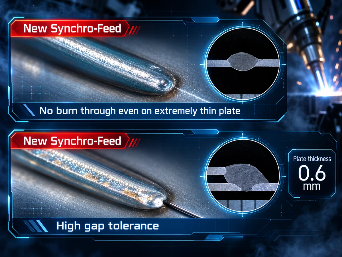 Synchro-feed III weld examples illustrating thin-plate welding and gap tolerance
